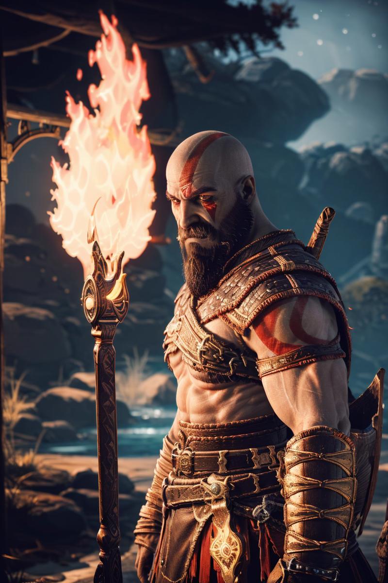 10234-1636664907-(masterpiece, best quality, detailed_1.2),   , kratosGOW_soul3142, male focus, pale skin, armor, tattoo, facial hair, fire, shou.jpg